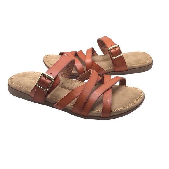 NWOB Cliffs By White Mountain Fenix Womens Brown Leather Strappy Flat Sandal 9M - Picture 3 of 11